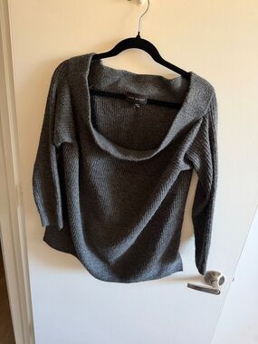 Lane Bryant Charcoal Off-the-Shoulder Ribbed Sweater